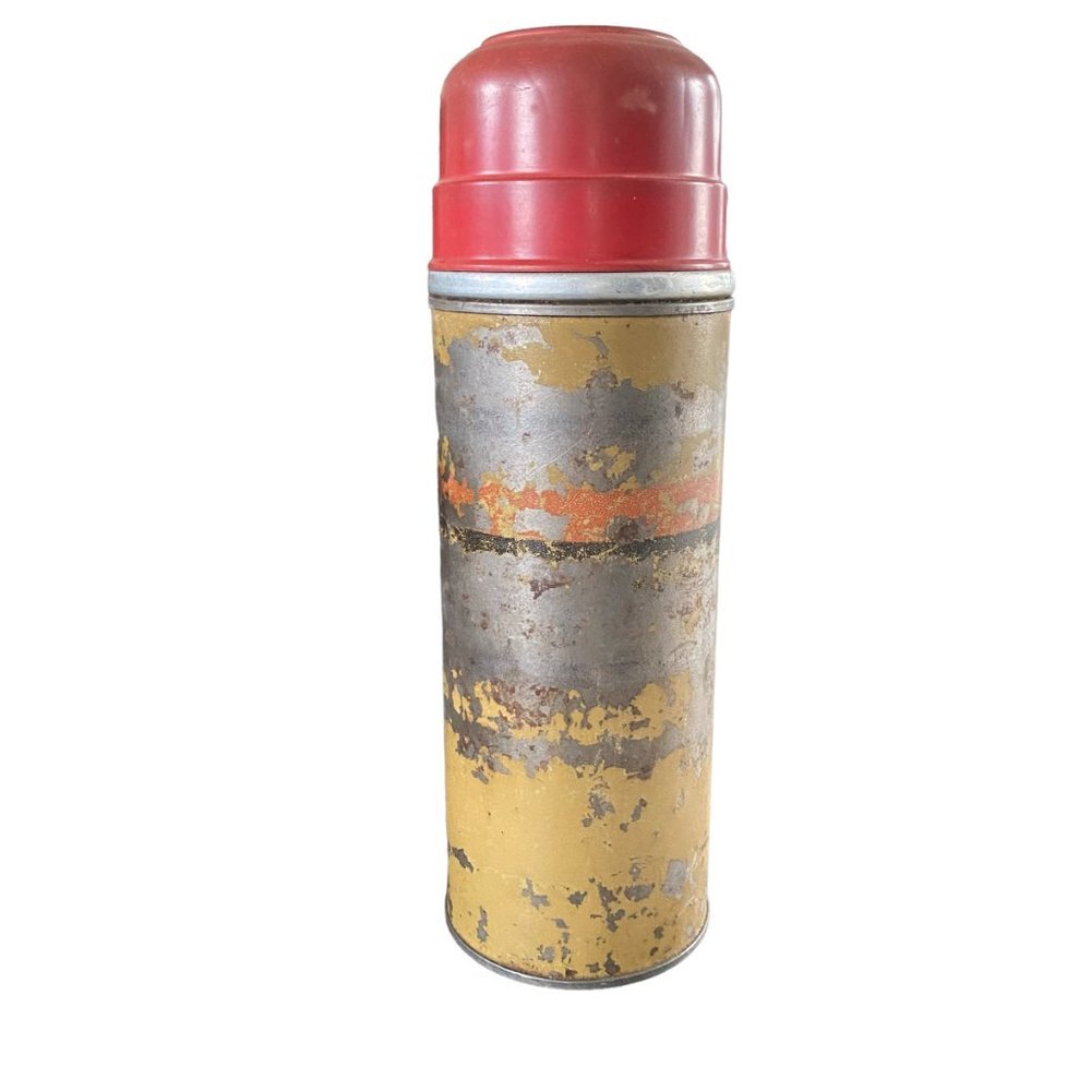 Vintage Thermos black metal dome lunchbox distressed rusty look collectible - Picture 9 of 10